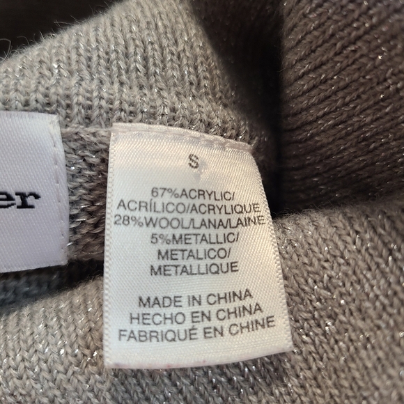 Alfred Dunner Snowflake Sweater Small Gray Metallic Turtleneck Holiday Christmas - Picture 10 of 13